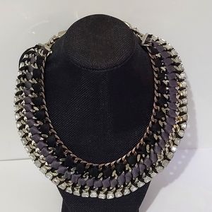 Stella and dot bib necklace mixed metals ,materials and rhinestone